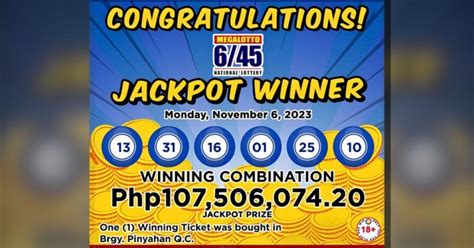 Mega Lotto 6/45 Philippines .